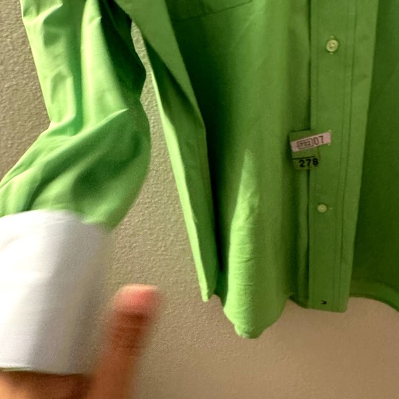 Tommy Hilfiger Men's Green Long Sleeve Flap Chest Pocket Shirt Size Large - Picture 7 of 9